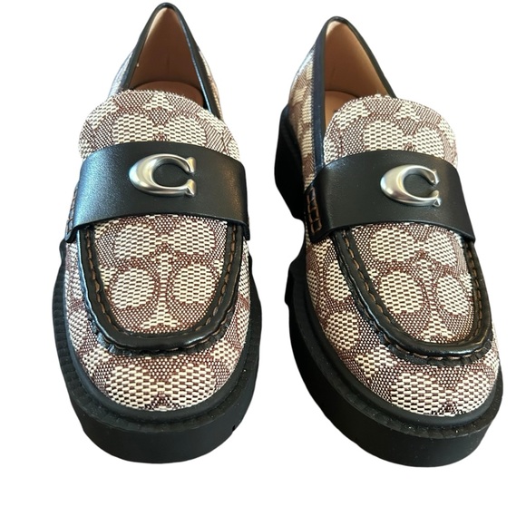 Coach Leah Textile Jacquard Loafer Cocoa Black NEW Size 5.5 - Picture 5 of 11